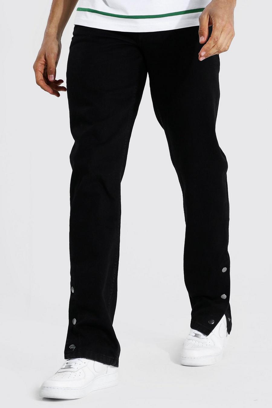 שחור nero ג'ינס בגזרה ישרה עם מכפלת תיקתקים לגברים גבוהים