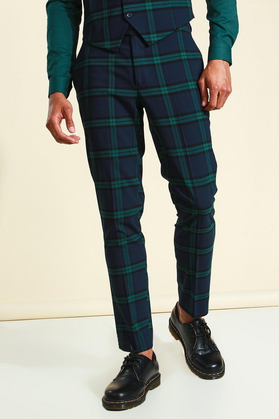 Black Skinny Check Suit Trousers image number 1