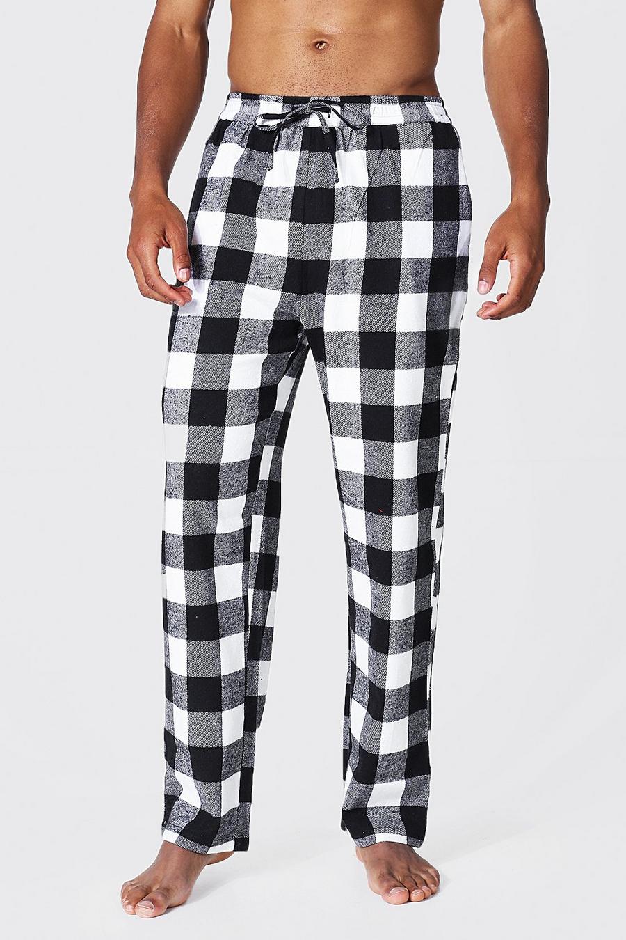 Pantalón de pijama de tela con cuadros, Black nero image number 1