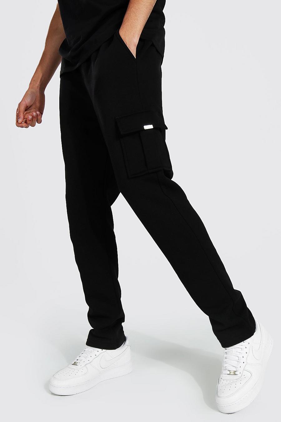 Pantaloni tuta Cargo Tall Skinny Fit con dettagli in metallo, Black nero image number 1