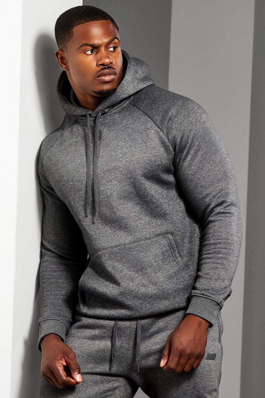 Man Active Sport-Hoodie, Charcoal grey