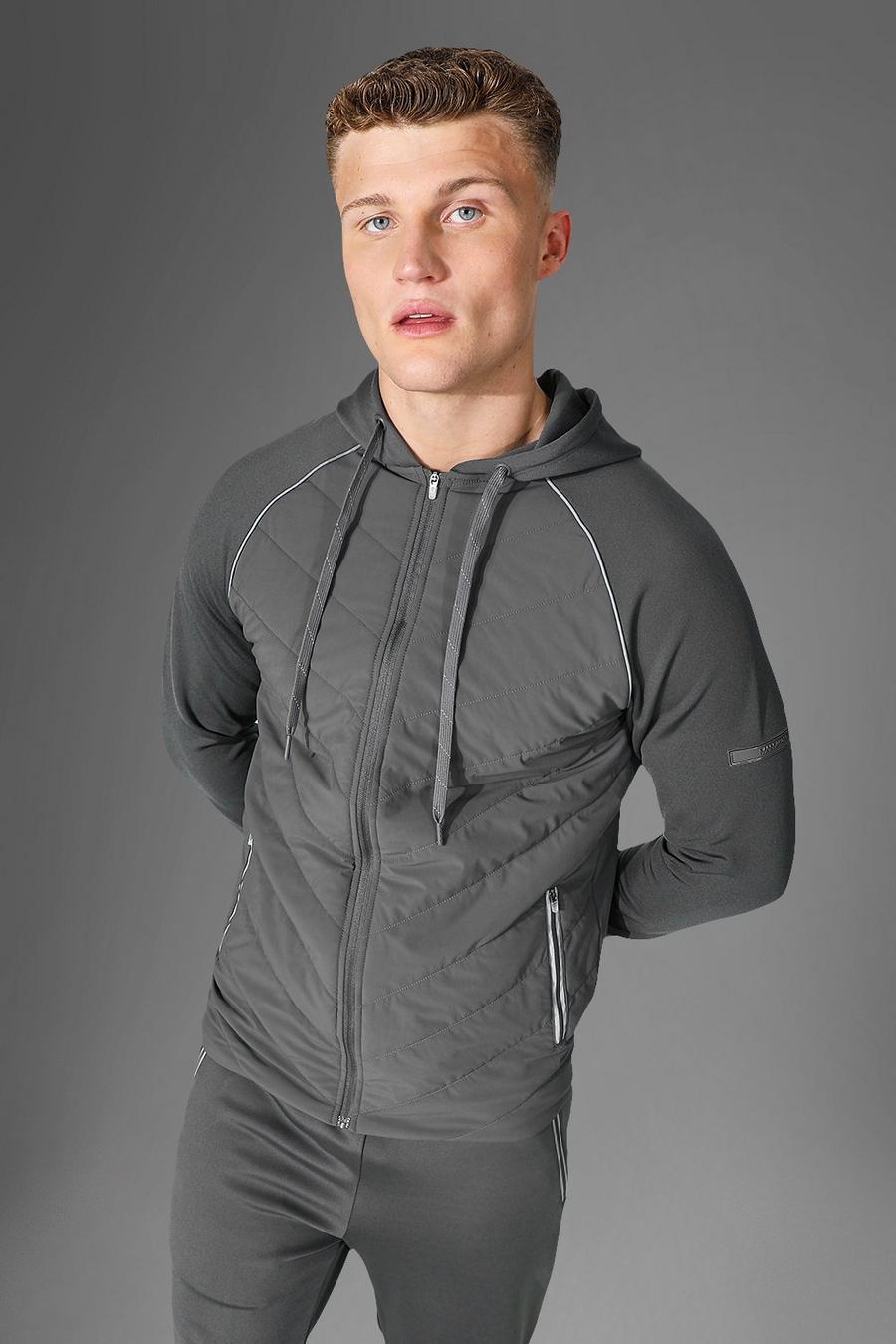 Sweat à capuche matelassé et zippé - MAN Active, Charcoal gris image number 1