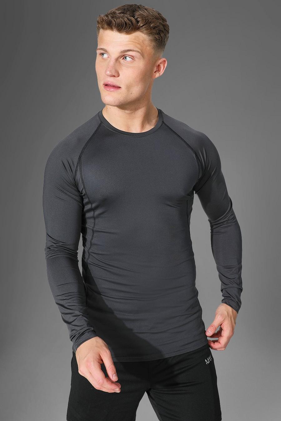 Charcoal Man Active Gym Reflective Compression Ls Top image number 1