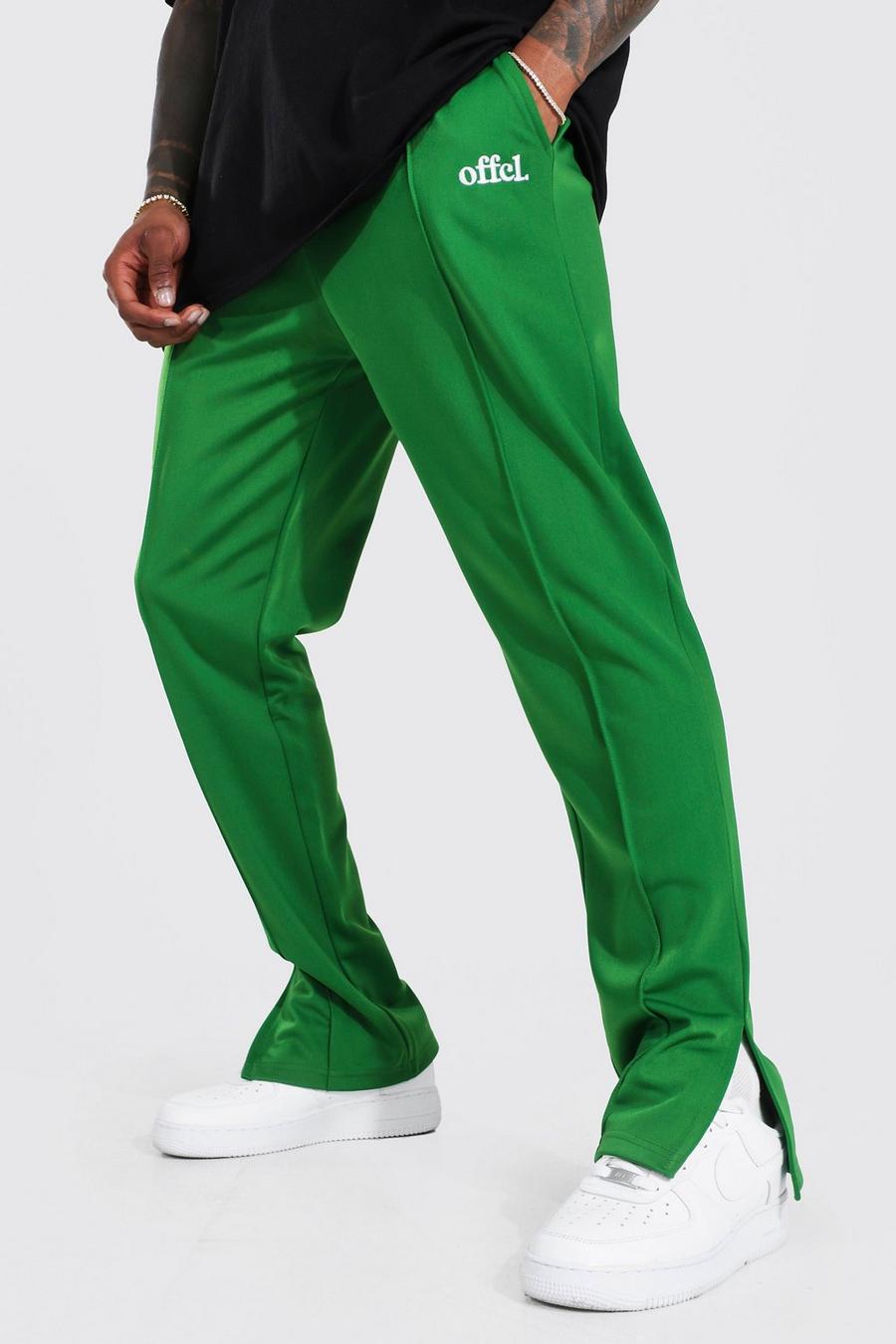Pantalón deportivo ajustado Official de tejido por urdimbre con abertura en el bajo, Forest verde image number 1