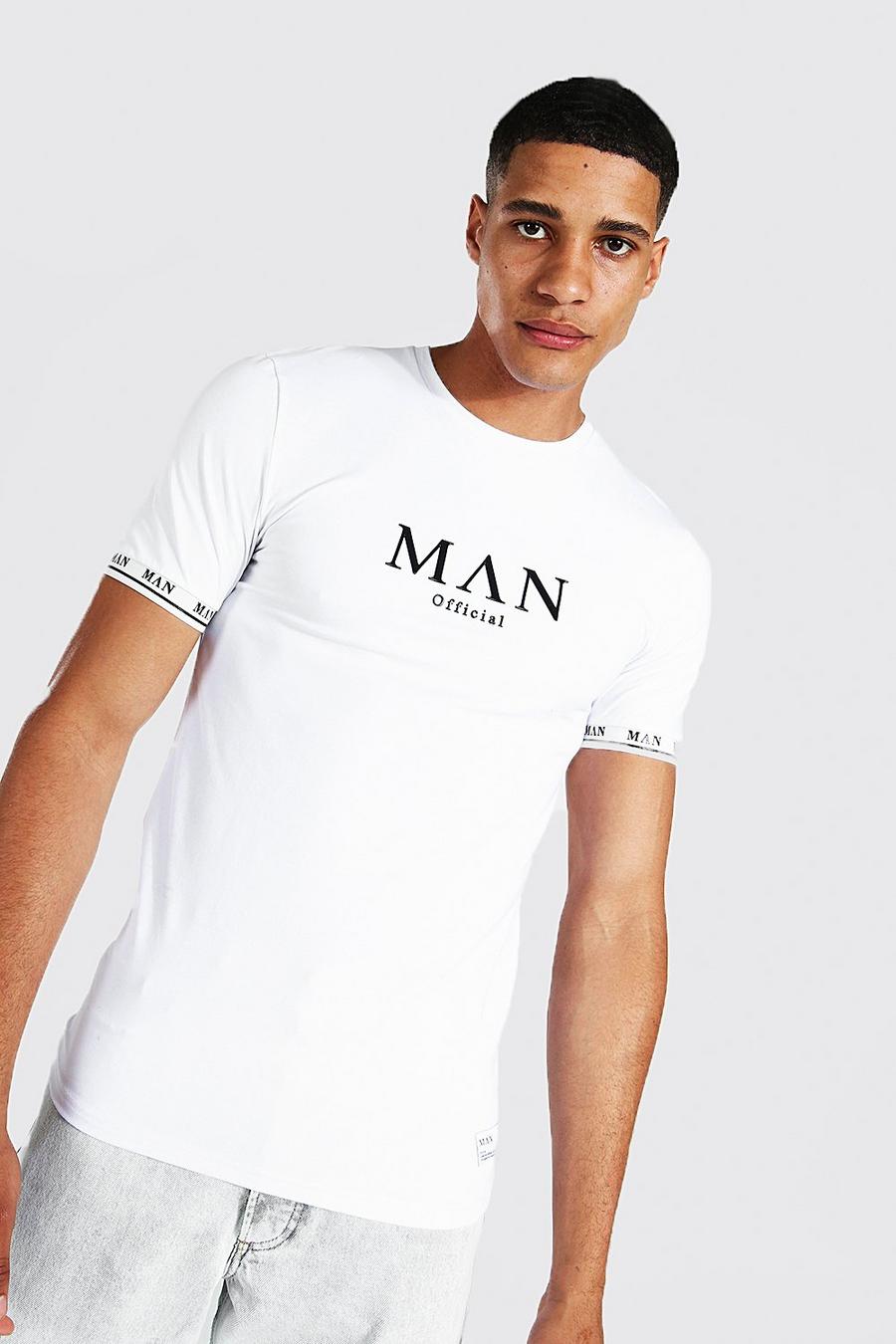 White Tall Man T-Shirt Met Gestreepte Zoom image number 1