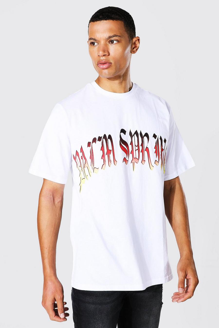 Tall Ombre T-Shirt mit Palm Springs Print, White image number 1