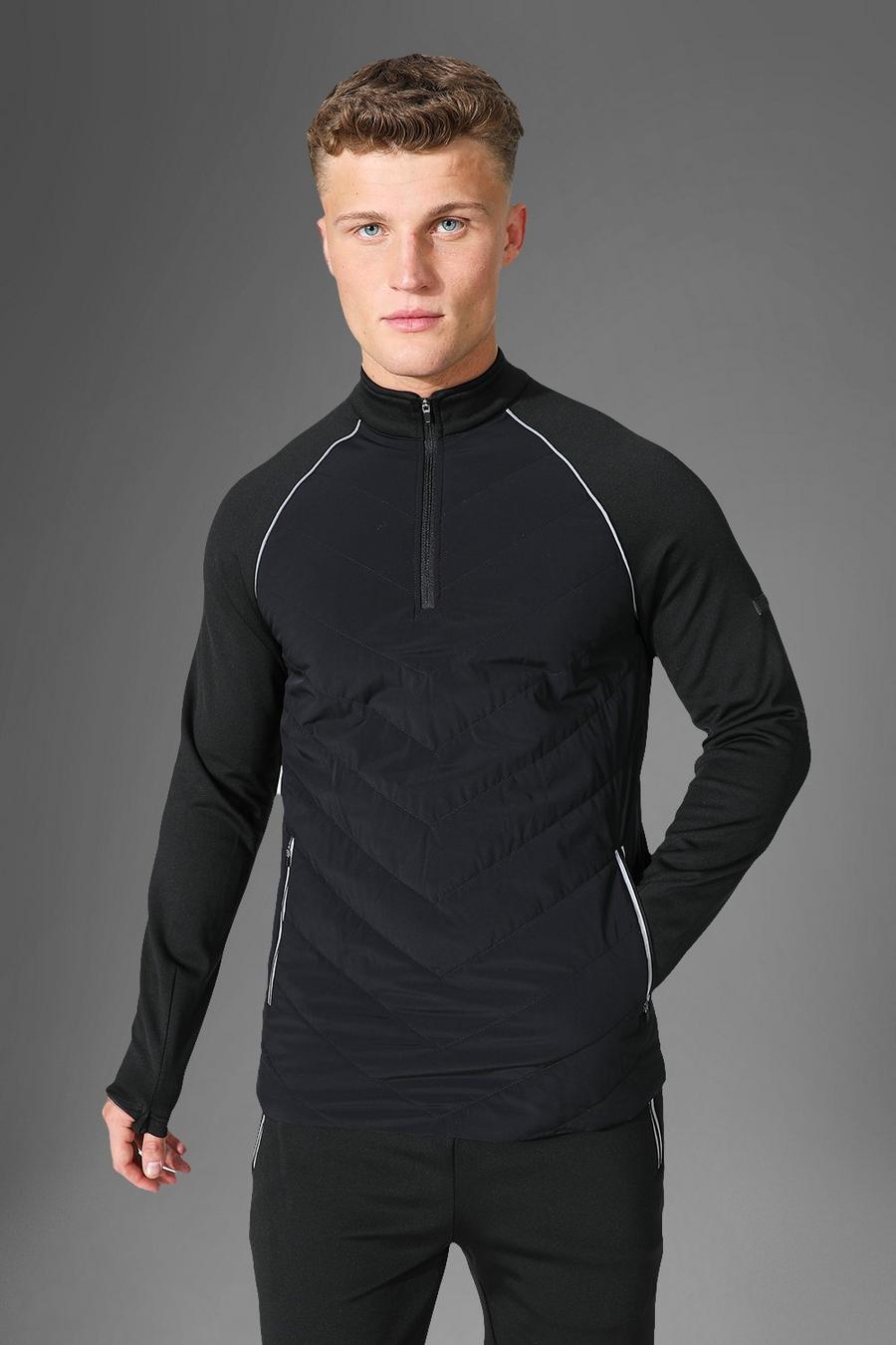 Black Man Active Gym Quilted Performance ¼ Zip Top image number 1