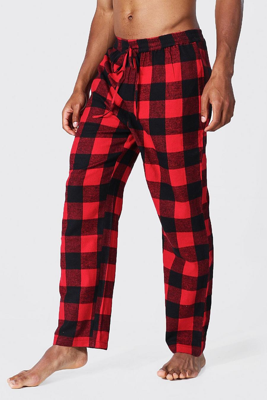 Pantalón de pijama de tela con cuadros, Black image number 1