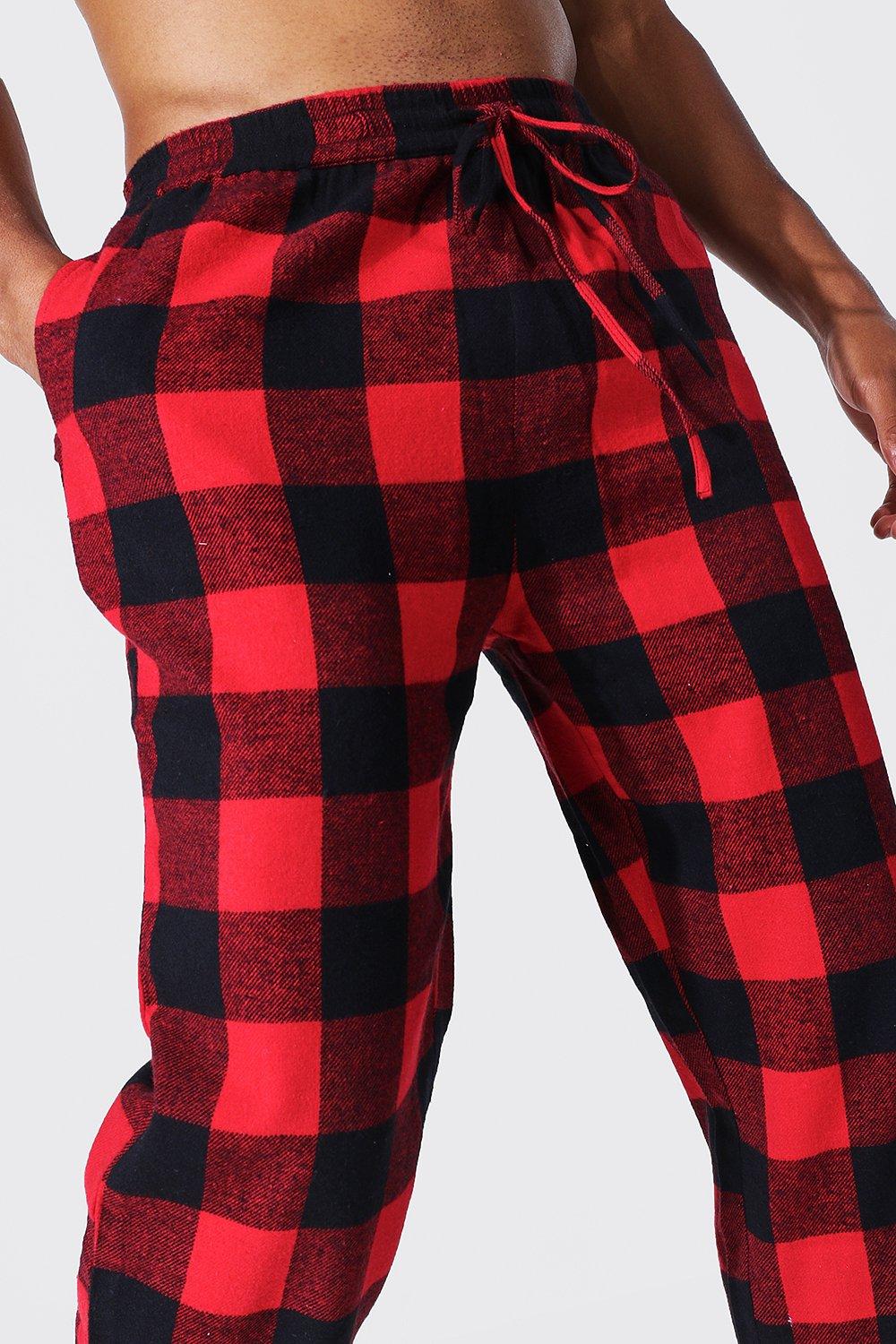 Mens red best sale checked pyjama bottoms