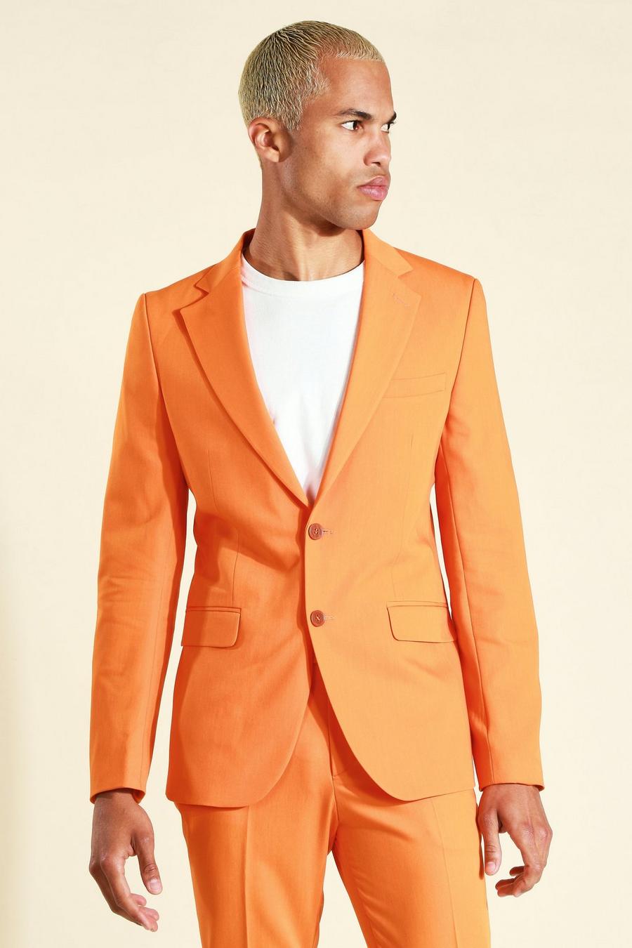 Chaqueta de traje ajustada con botonadura, Orange image number 1