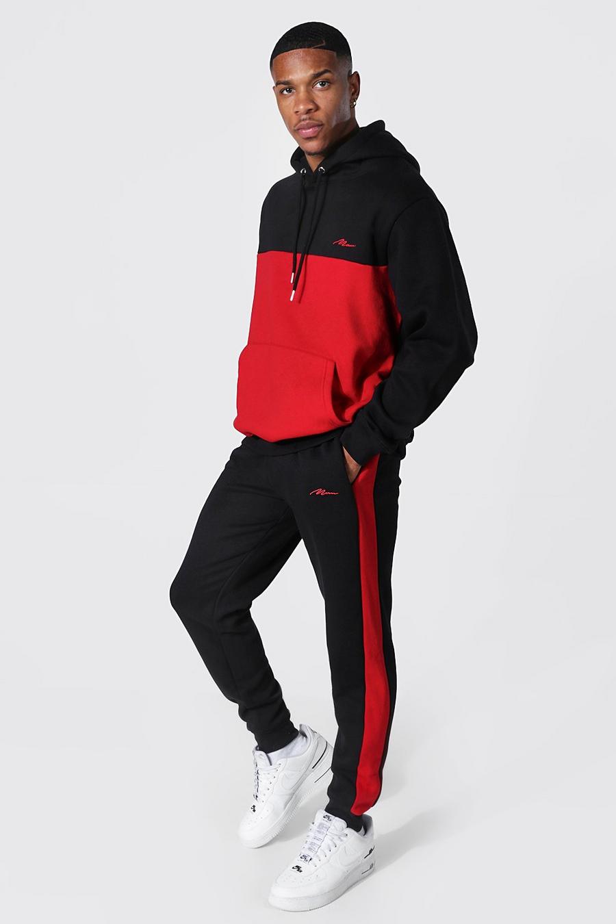 Red Man Signature Colour Block Hooded Tracksuit image number 1