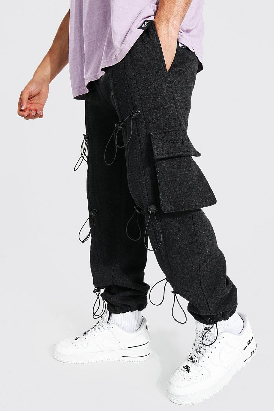 Pantaloni tuta Cargo Man Official Regular Fit con fermacorda, Charcoal grigio image number 1