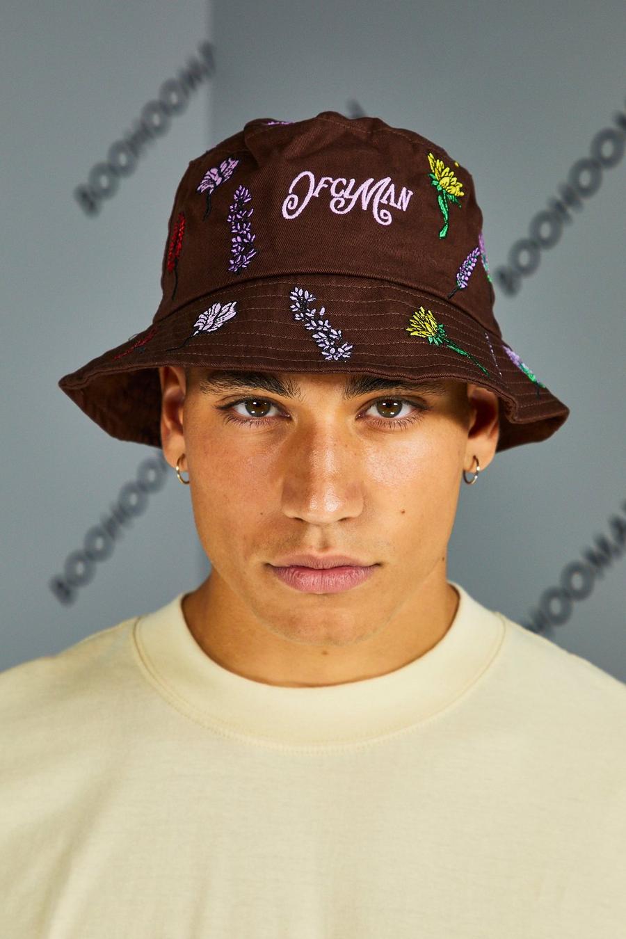 Chocolate brun All Over Embroided Bucket Hat image number 1