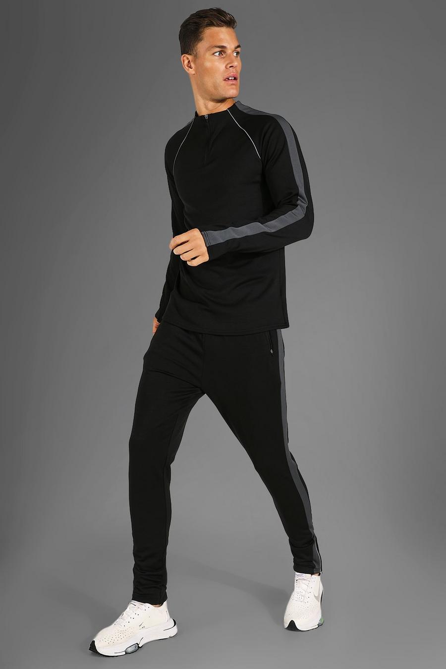 Black Tall Man Active Gym Performance Tracksuit image number 1