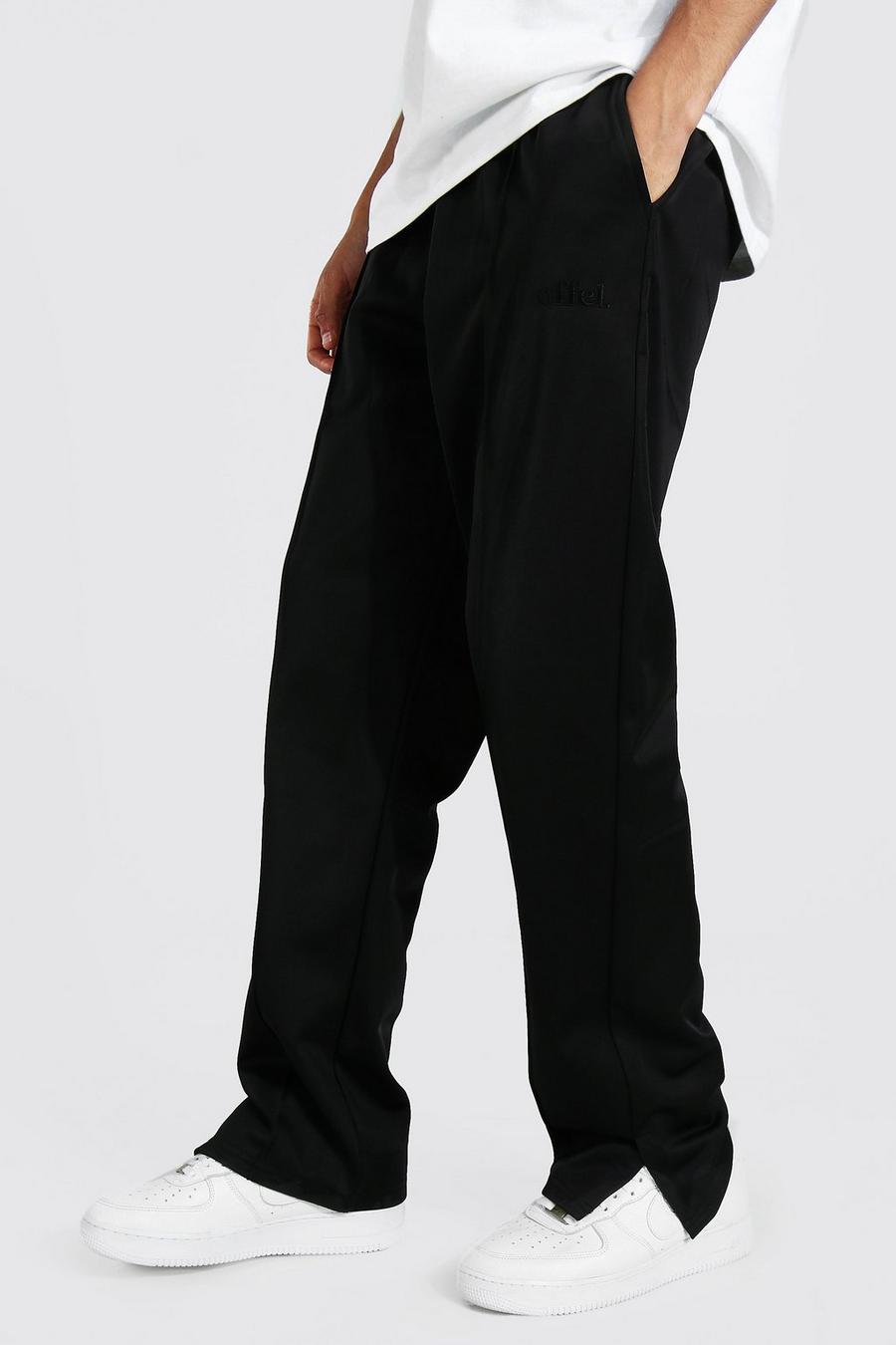 Pantaloni tuta Tall rilassati in tricot con nervature, Black negro image number 1