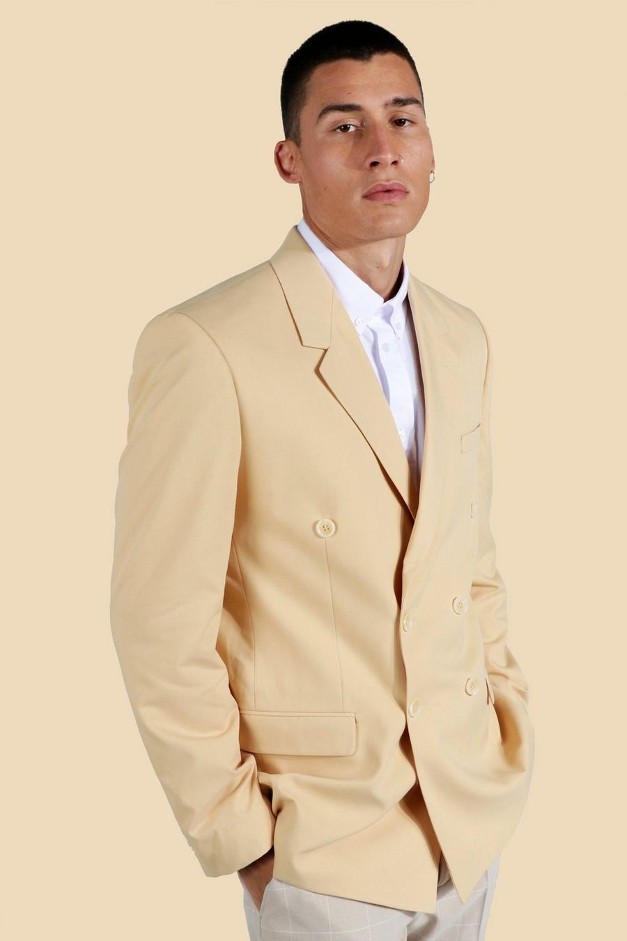 Taupe Double Breasted Relaxed Blazer image number 1