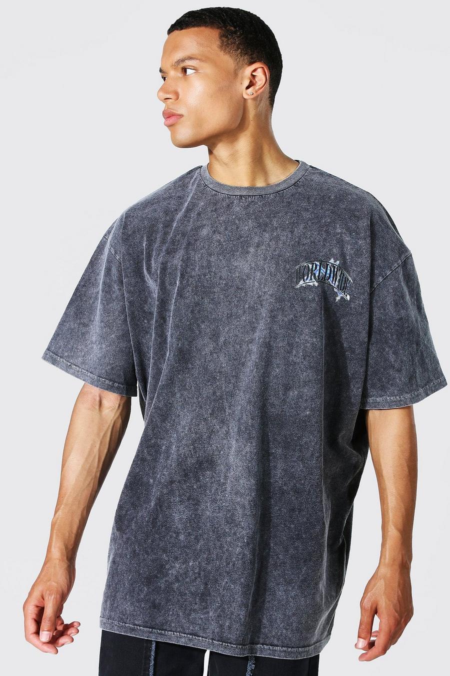 Tall - T-shirt oversize délavé, Black image number 1
