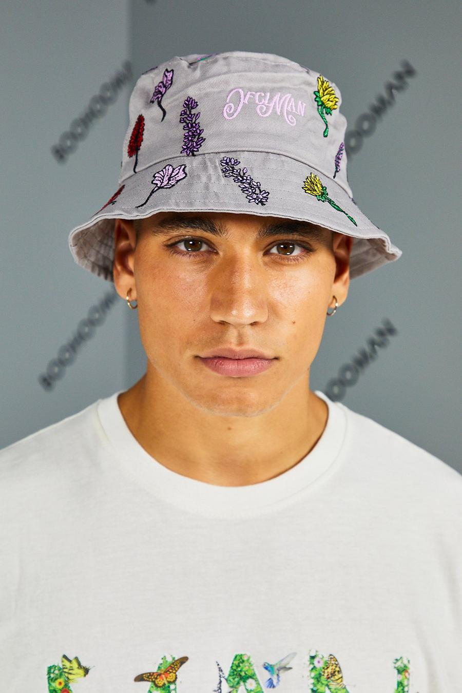 Grey gris All Over Embrioded Bucket Hat image number 1