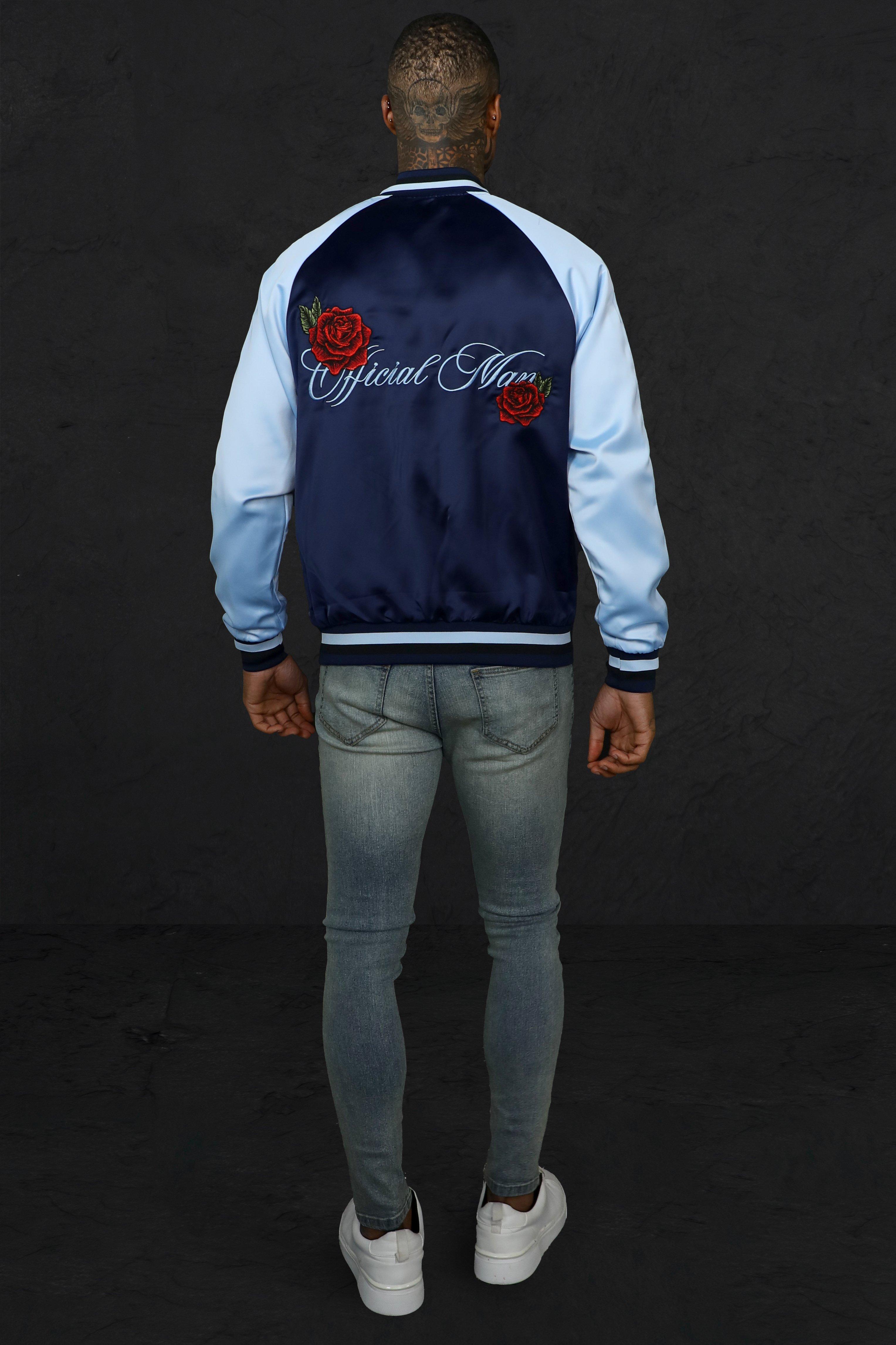 ROSE SATIN SOUVENIR JACKET - スタジャン