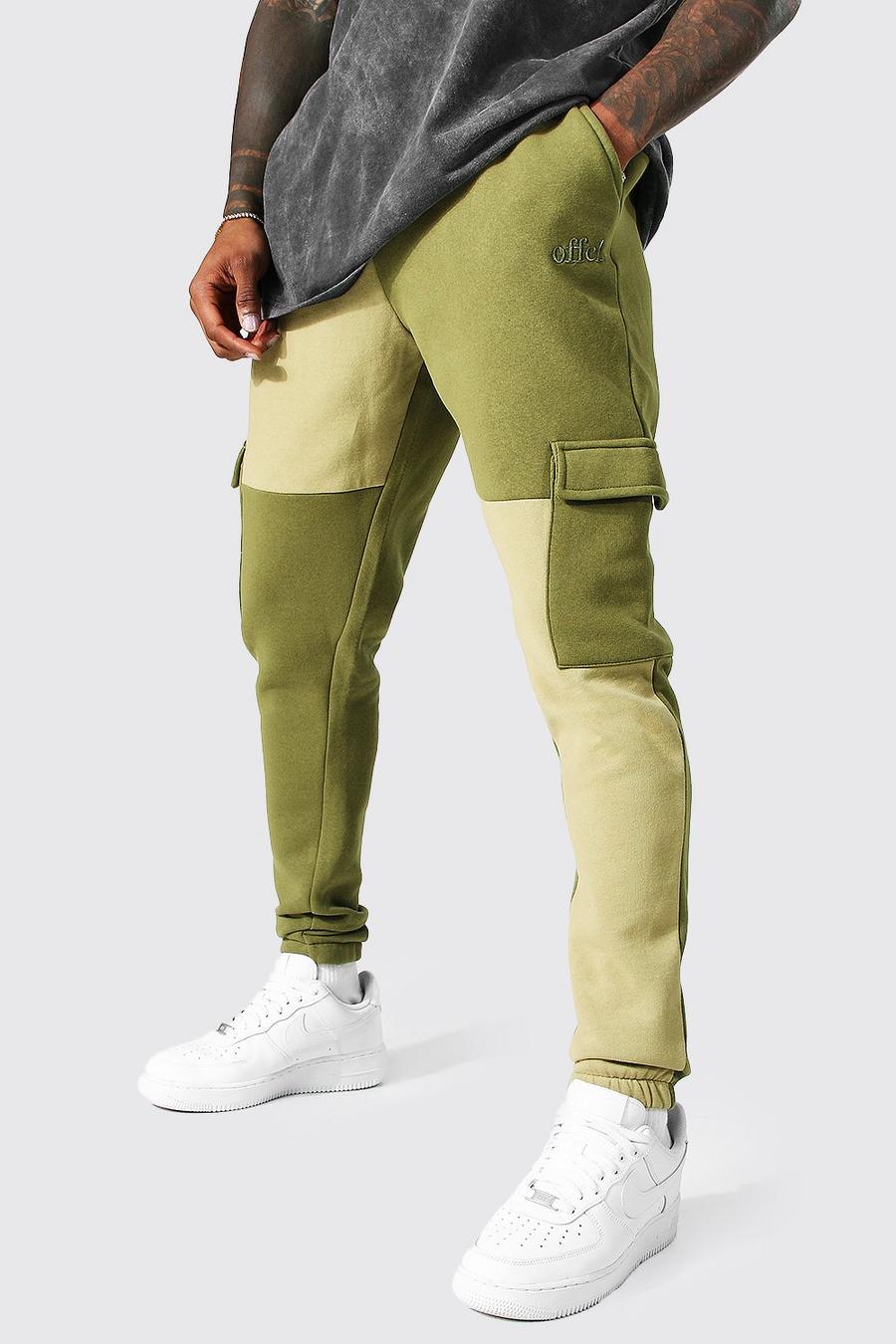 Pantaloni tuta Cargo a effetto patchwork, Khaki caqui image number 1
