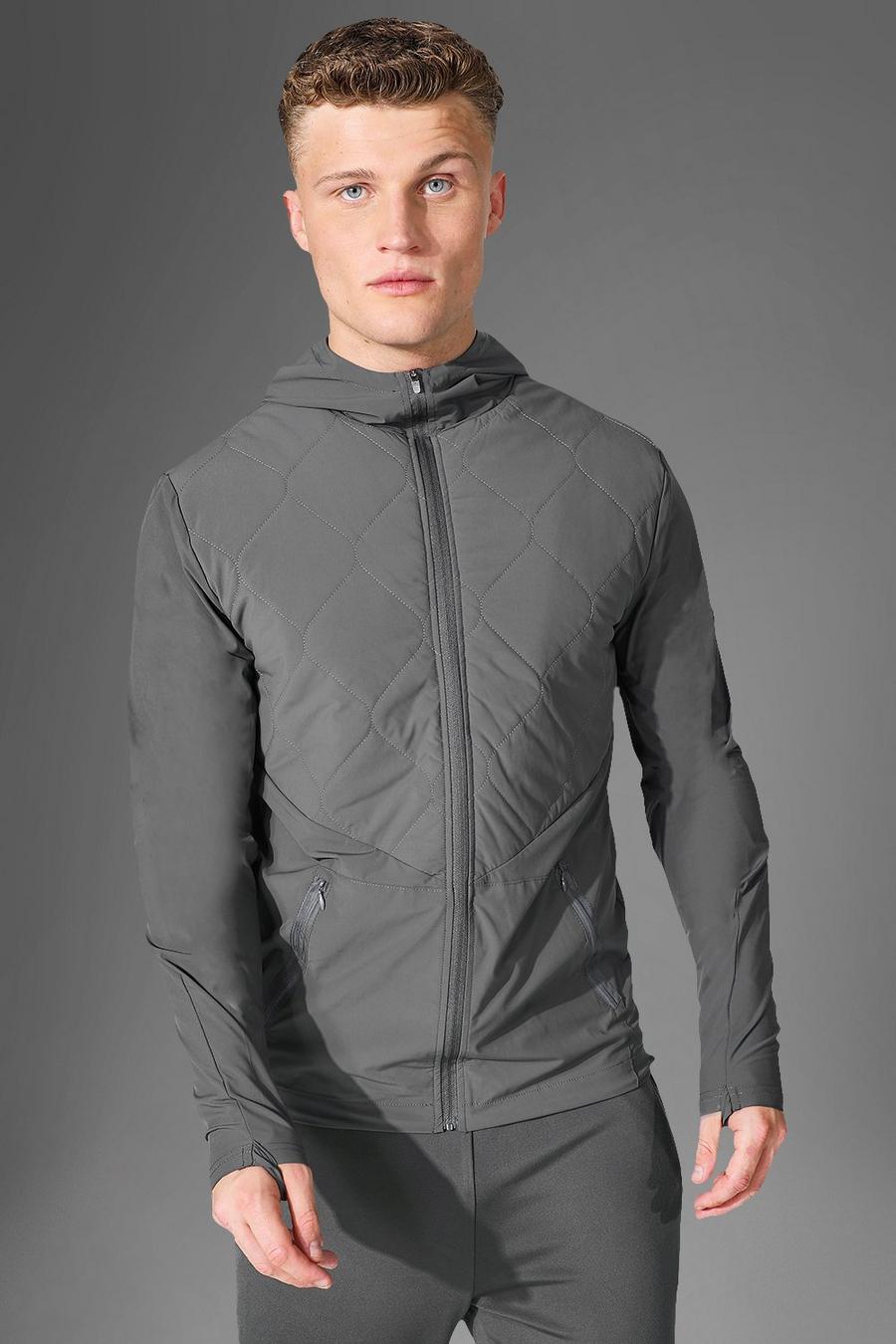 Charcoal Man Active Gym Padded Quilted Windbreaker image number 1