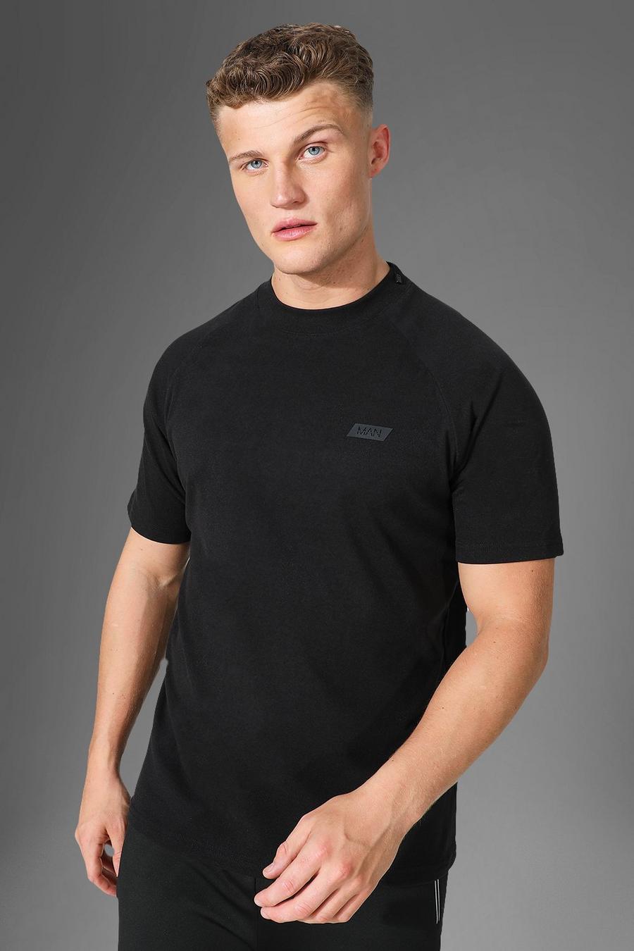 Man Active Raglan Sport T-Shirt, Black schwarz image number 1