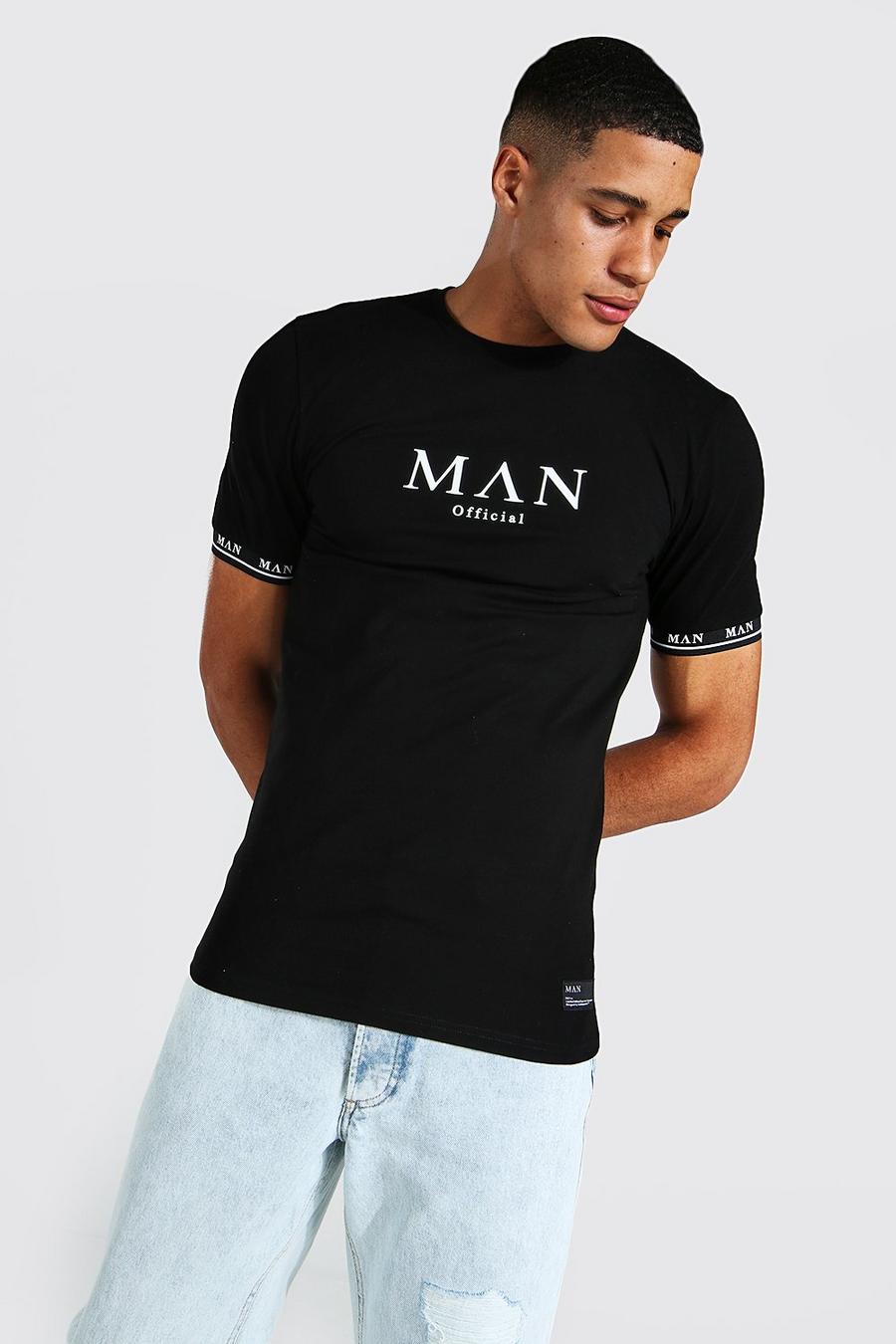 T-shirt Tall Man con bordi con strisce, Black negro image number 1