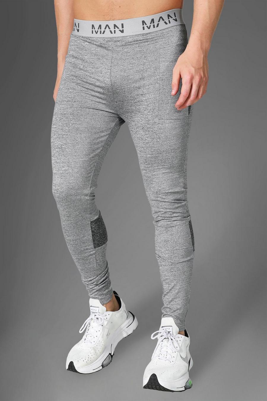 Charcoal grå Man Active Gym Contrast Compression Leggings image number 1