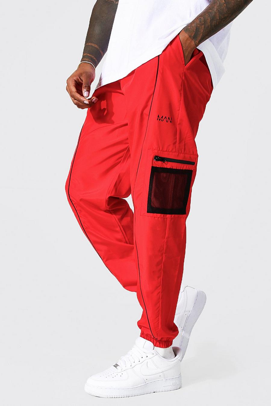 Red Fixed Waist Slim Moto Shell Cargo image number 1