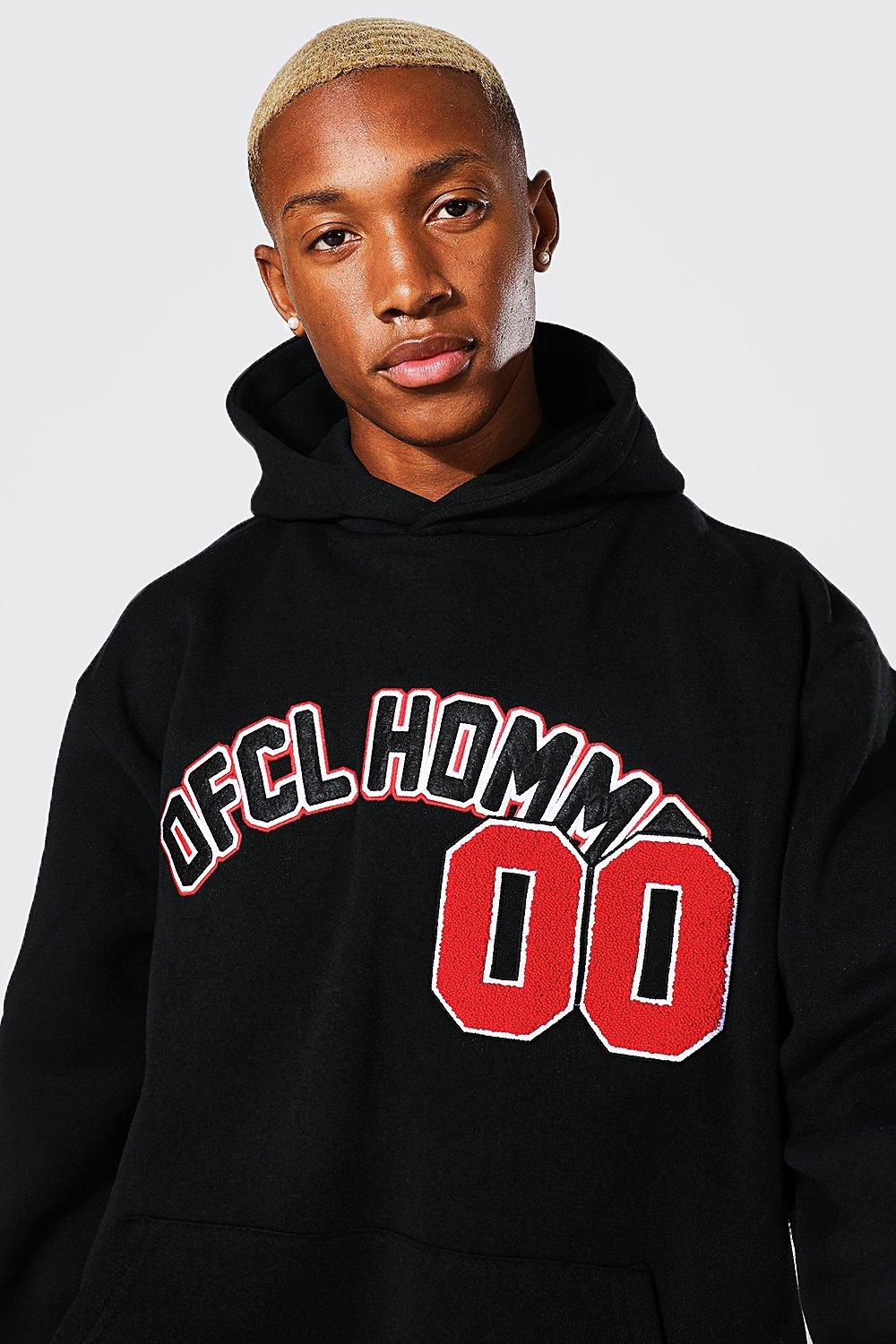 Oversized Ofcl Homme Applique Varsity Hoodie boohoo