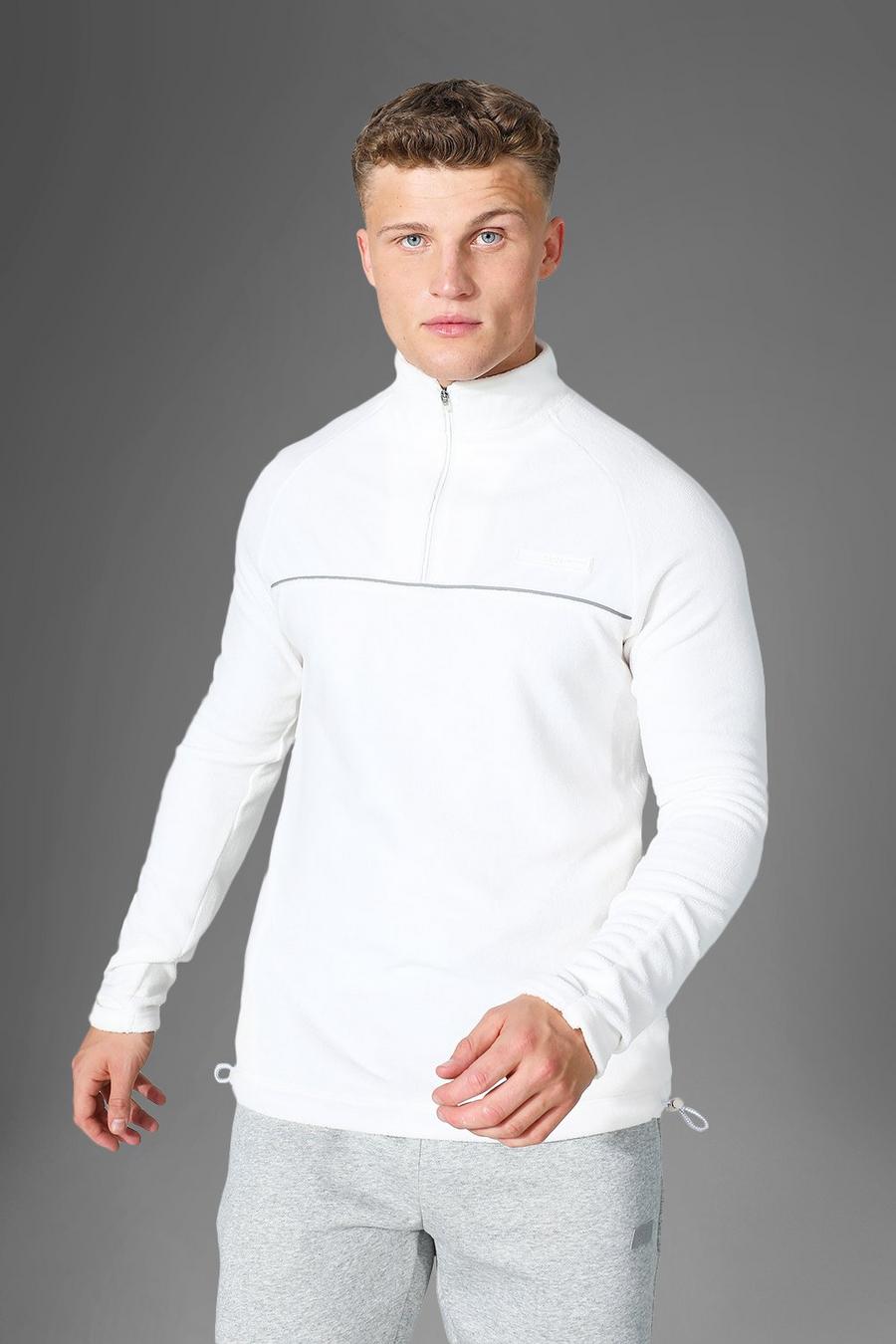 Man Active Fleece-Trainingsanzug mit Reißverschluss, White blanc image number 1