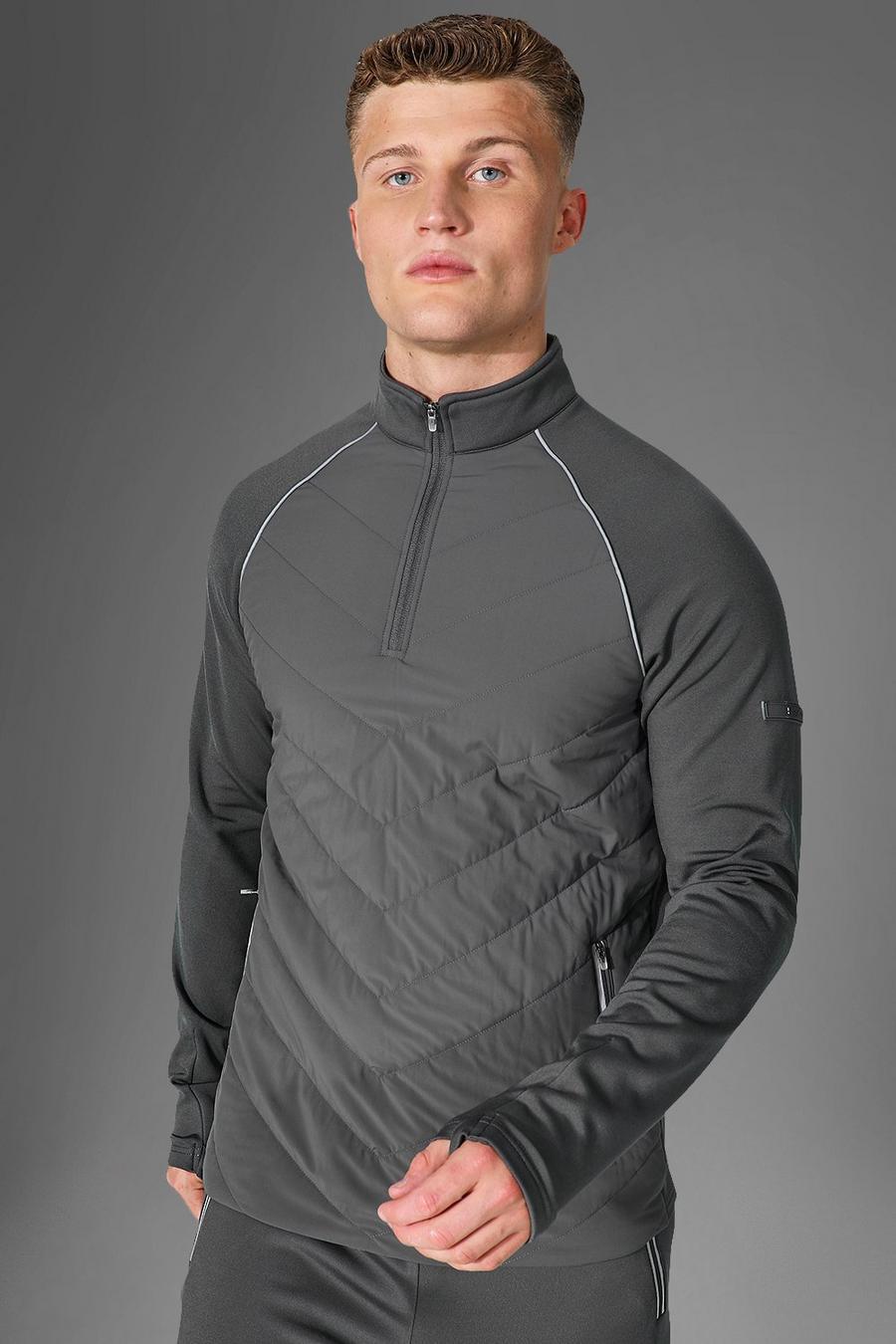 Top Man Active Gym trapuntato per alta performance con zip, Charcoal gris image number 1