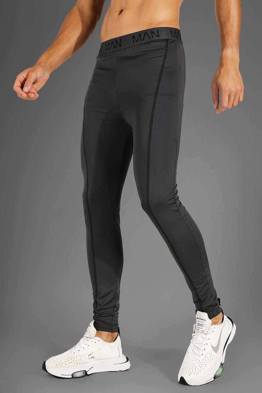 Charcoal grey Tall Man Active Gym Compression Leggings