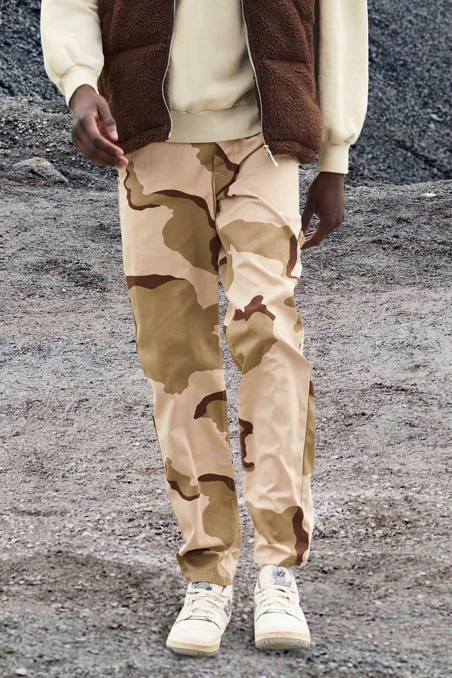 Stone Fixed Waist Straight Camo Trouser image number 1