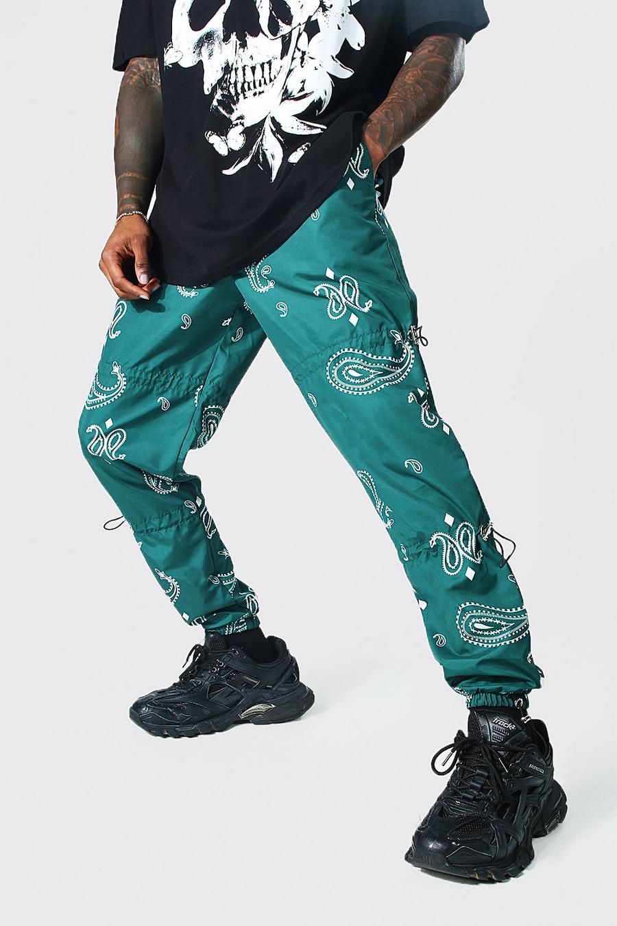 Green grün Toggle Shell Trousers With Paisley Print image number 1