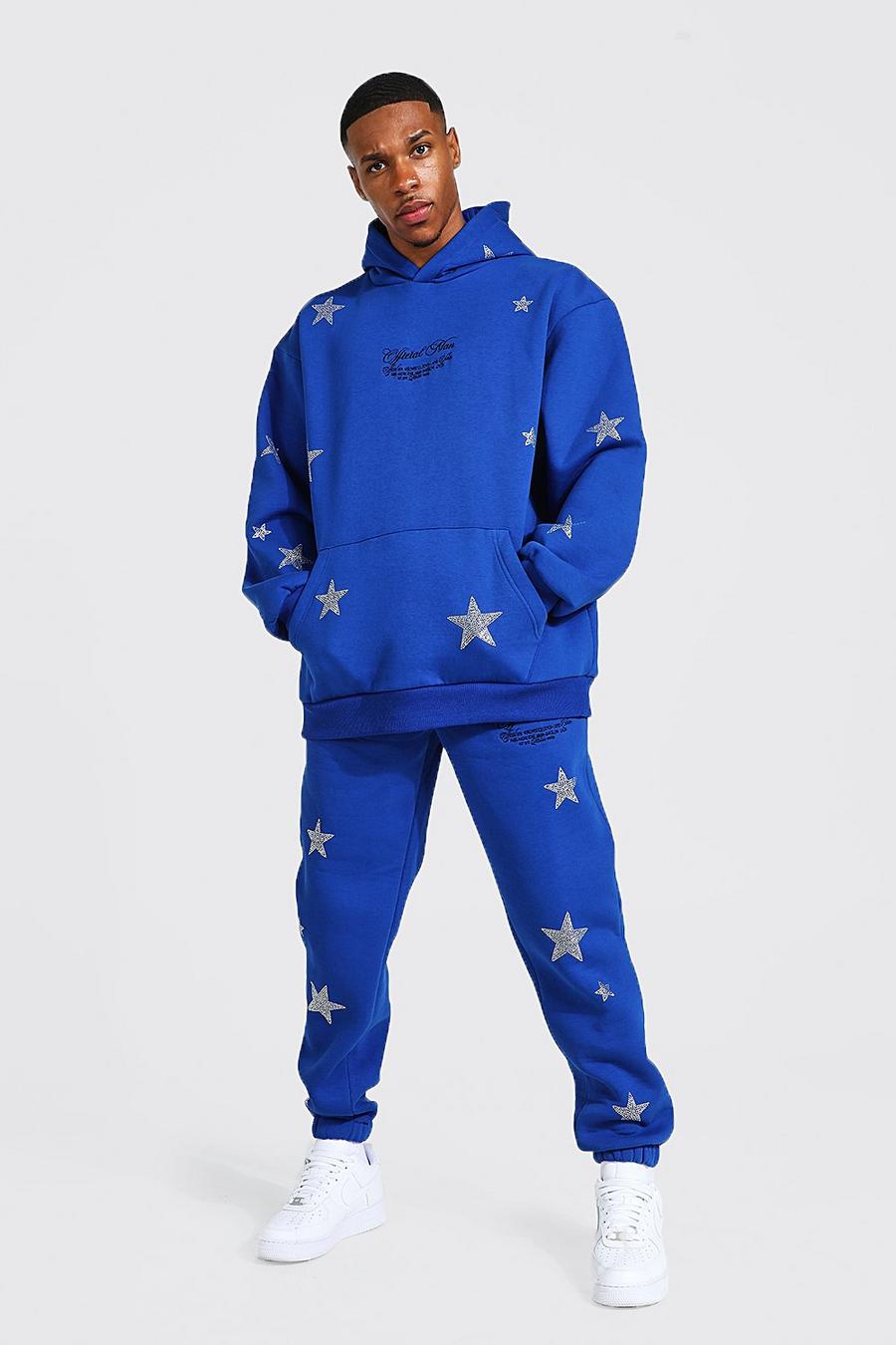 Blue Oversized Official Rhinestone Star Tracksuit image number 1