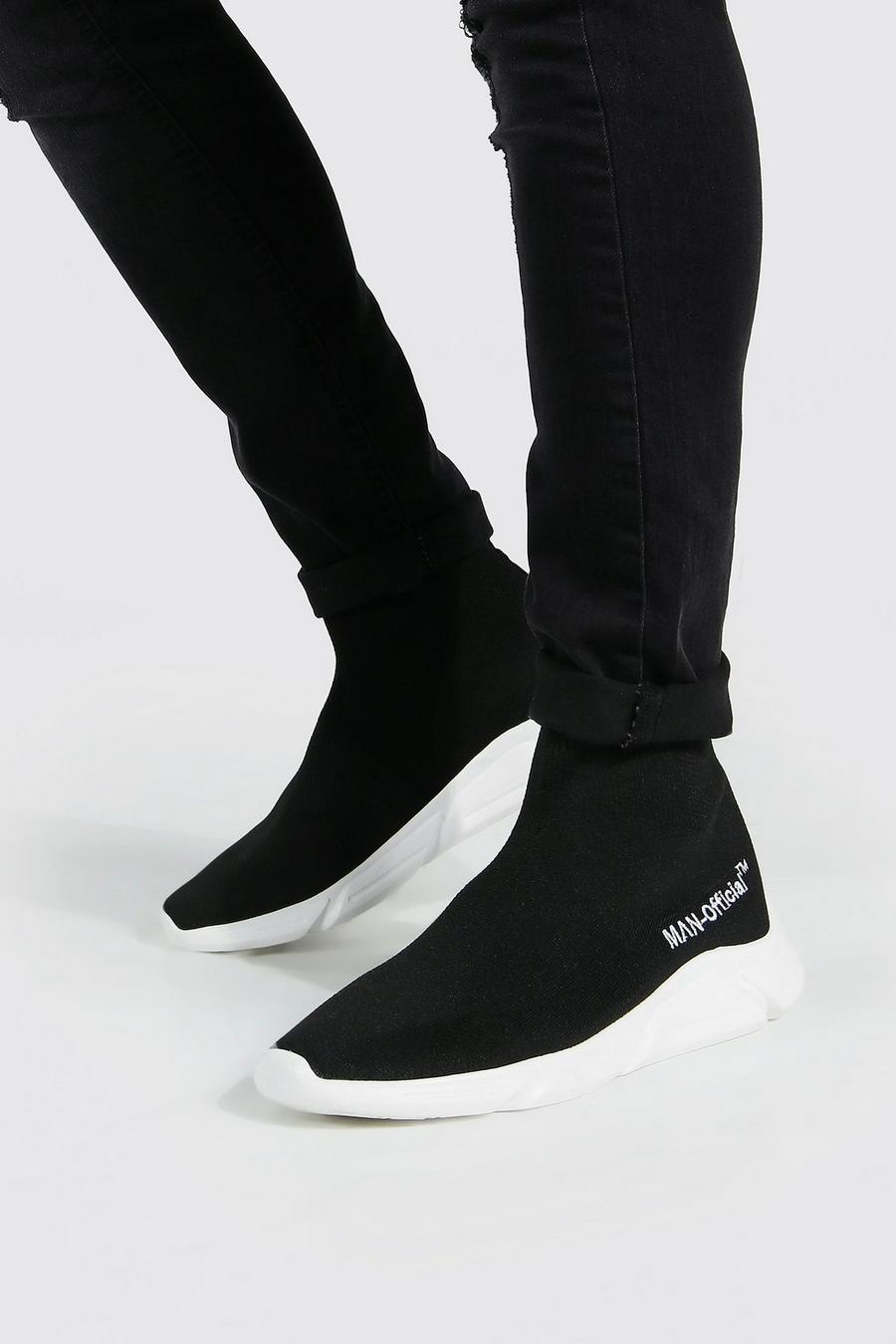 Black Official Man Knitted Sock Boot image number 1