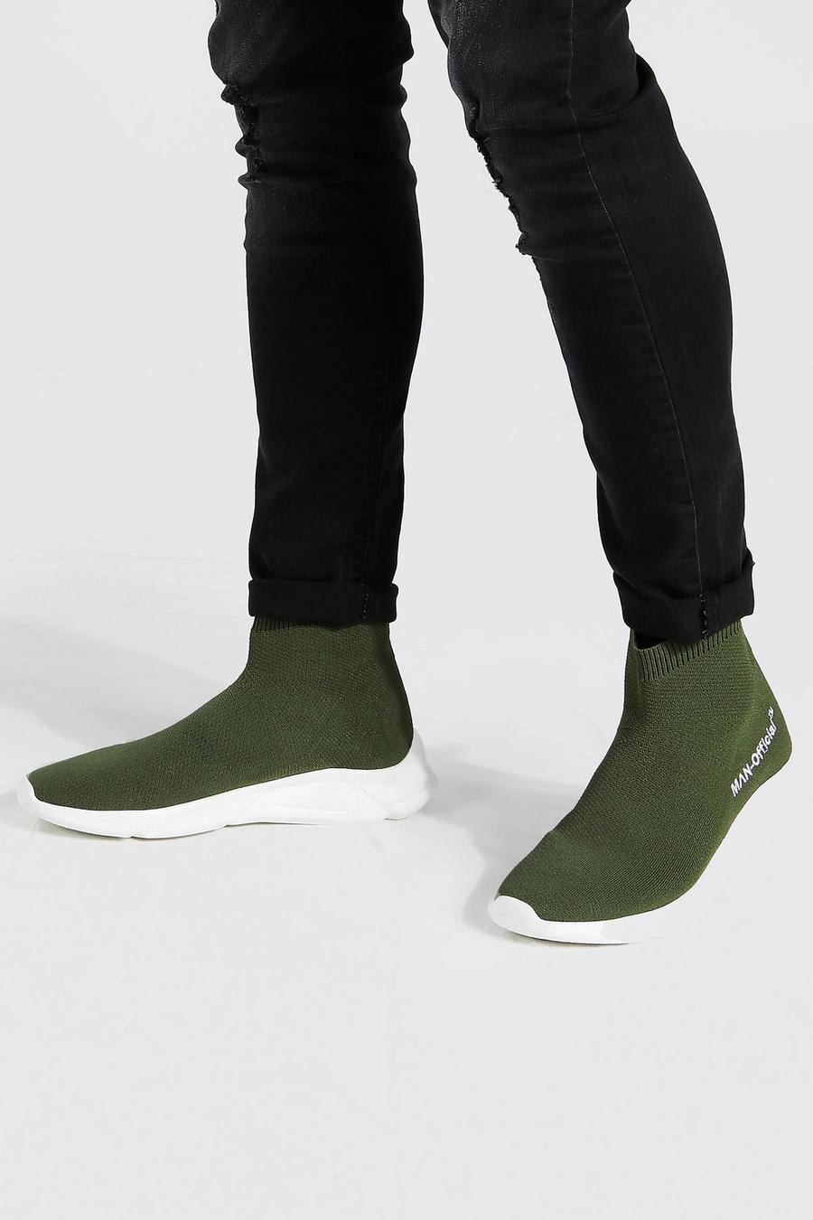 Khaki Official Man Knitted Sock Boot image number 1