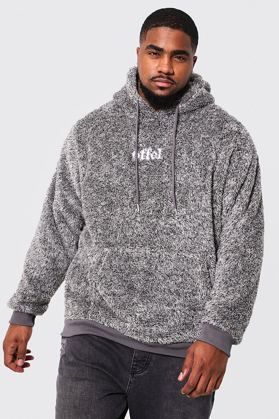 Grey marl gris Plus Offcl Borg Over The Head Hoodie image number 1