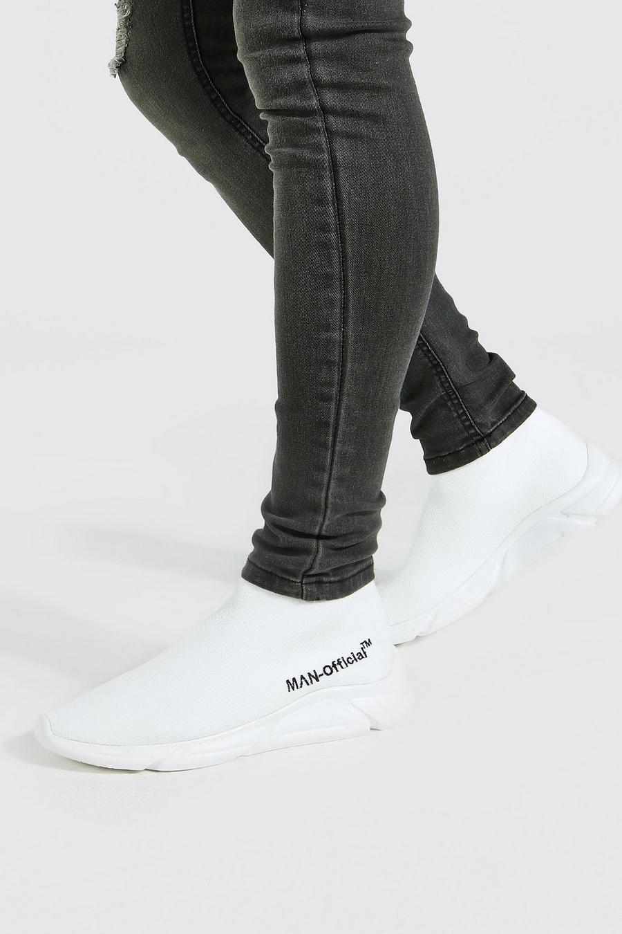 Sneaker a calza in maglia Official Man, White blanco image number 1