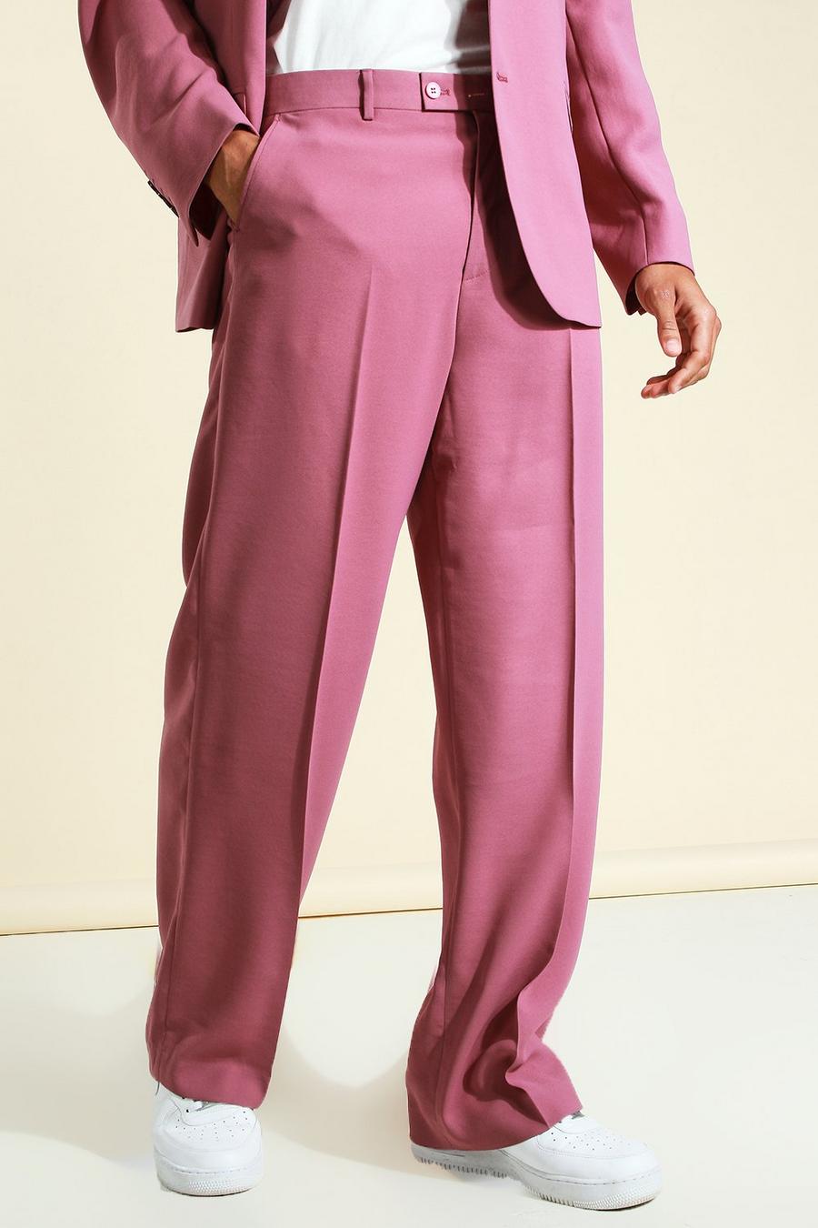 Pink Soft Tailored Wide Leg Suit Trousers image number 1