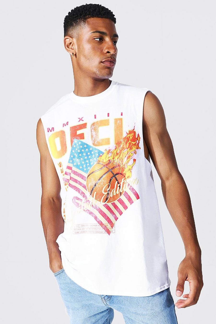 T-shirt sans manches avec imprimé basketball, White weiß image number 1