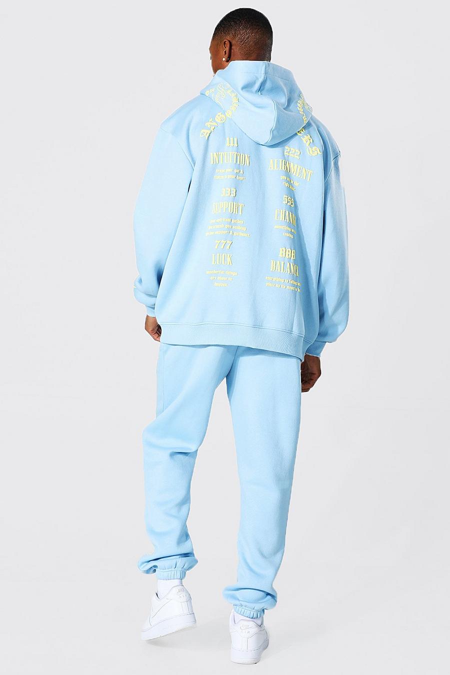 Blue Oversized Tarot Graphic Zip Tracksuit image number 1