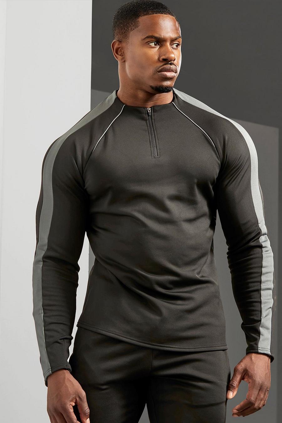 Black Man Active Gym Performance Zip Neck Tracksuit image number 1