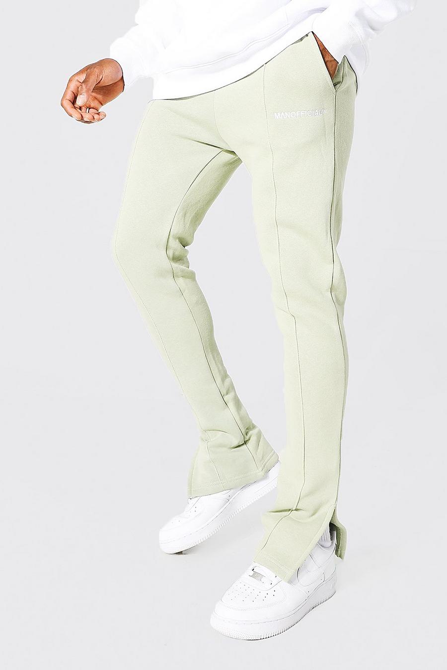 Pantaloni tuta Slim Fit Man Official con spacco sul fondo, Sage image number 1