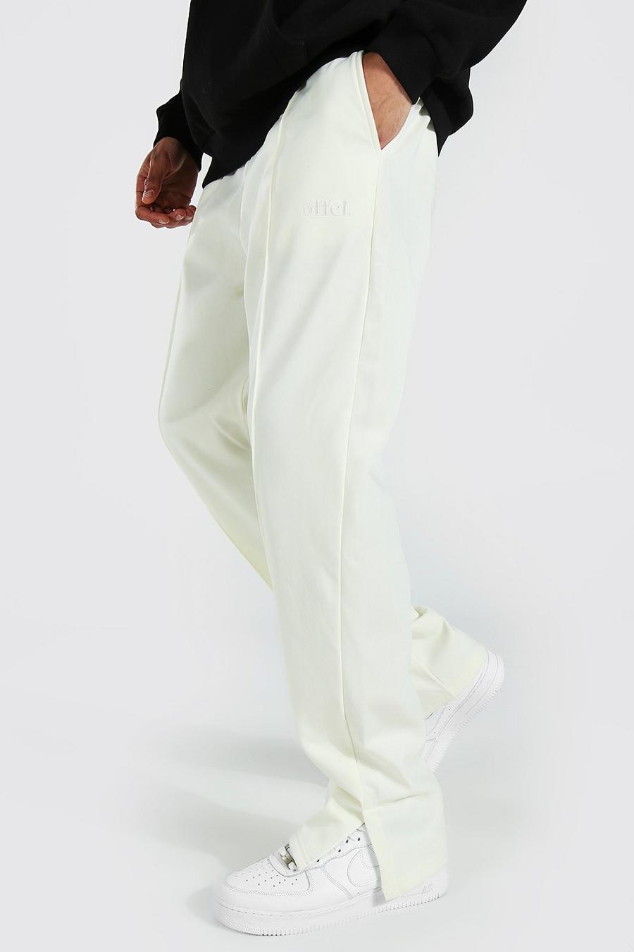 Pantalón deportivo Tall de tejido por urdimbre holgados con alforza, Ecru blanco image number 1
