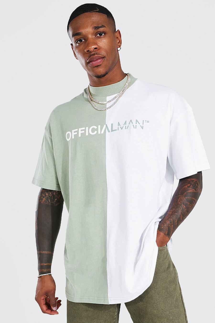 Sage grön MAN Official Oversize tvåfärgad t-shirt image number 1