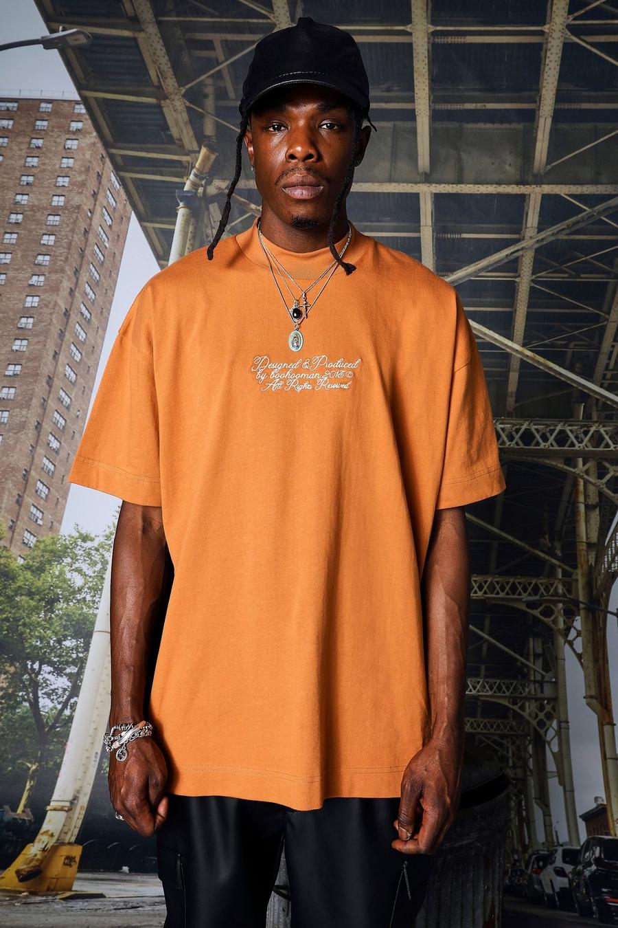 Brown braun Oversized Limited Extended Neck Panel T-shirt image number 1