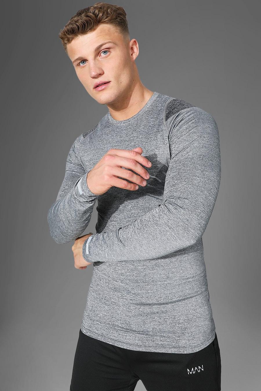 Charcoal grey Man Active Gym Contrast Compression Ls Top image number 1