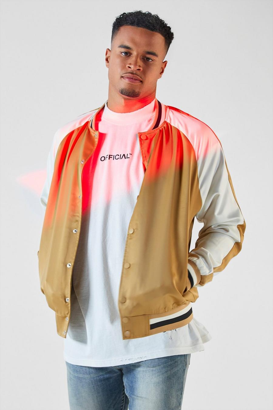 Stone Contrast Colour Satin Bomber image number 1